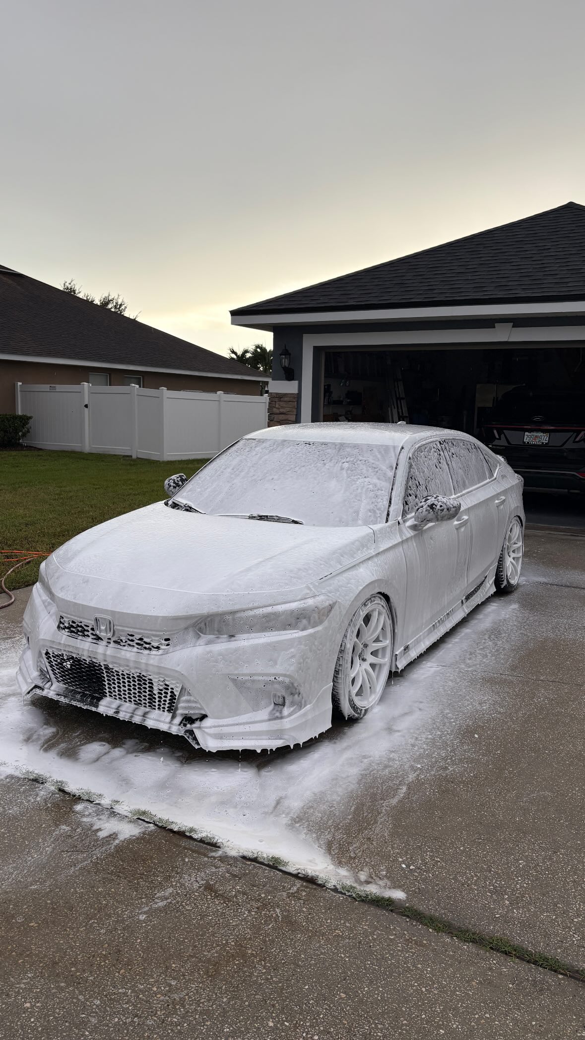 Silver Sedan Foam Wash