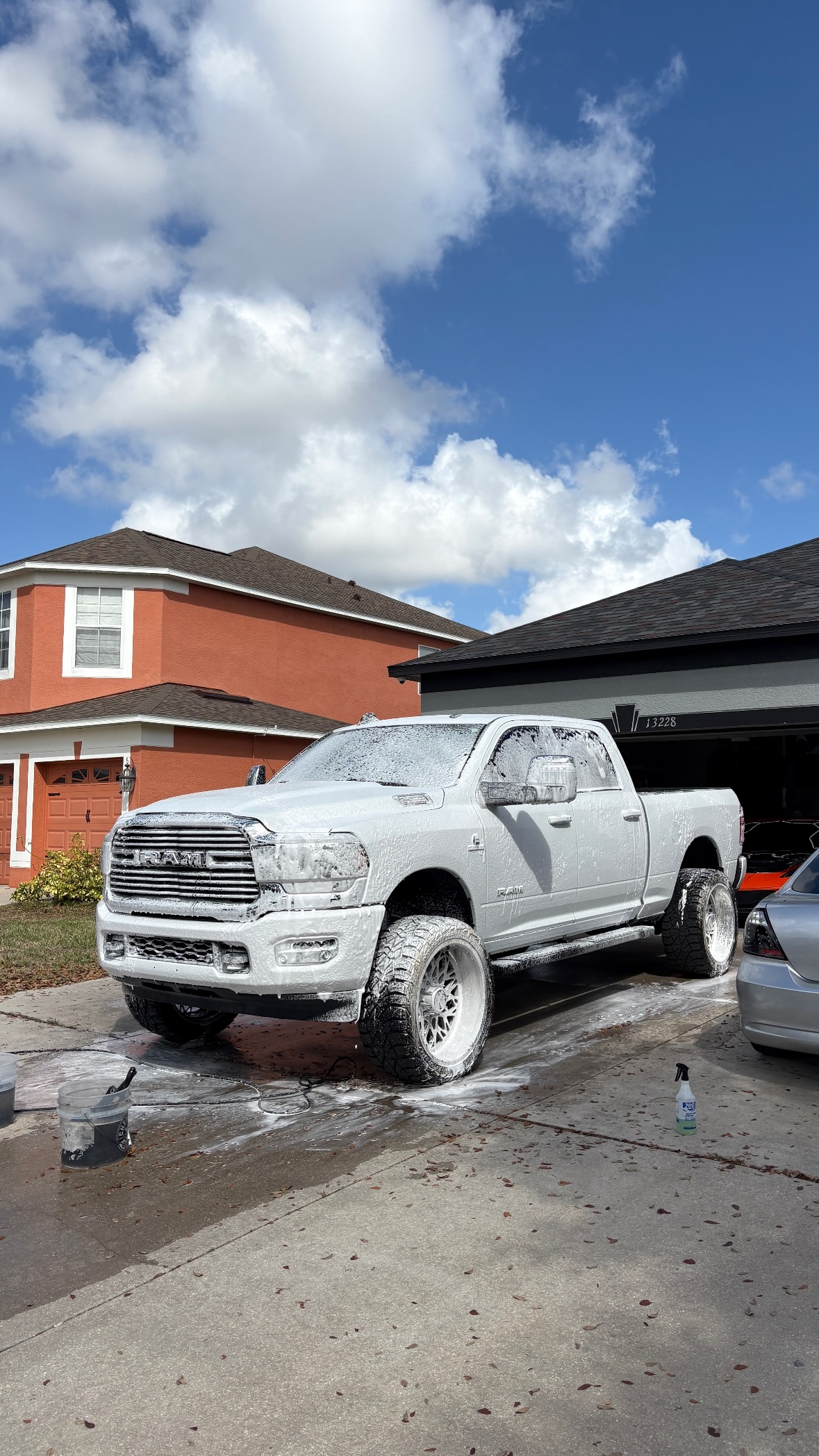 White RAM Truck Driveway